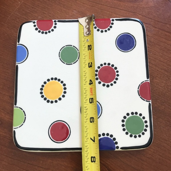 M. Bagwell Happy Together Polka Dot Ceramic Trivet Cheese Board - Picture 5 of 6
